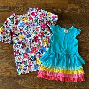 Hanna Andersson 2 for 1! Floral and Blue Ruffle Kids Dress Set